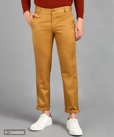 Playerz Khaki Polyester Slim Fit Chinos