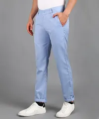 Playerz Sky Blue Polyester Slim Fit Chinos-thumb1