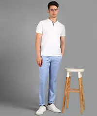 Playerz Sky Blue Polyester Slim Fit Chinos-thumb2