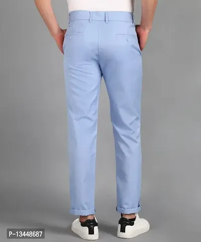 Playerz Sky Blue Polyester Slim Fit Chinos-thumb4