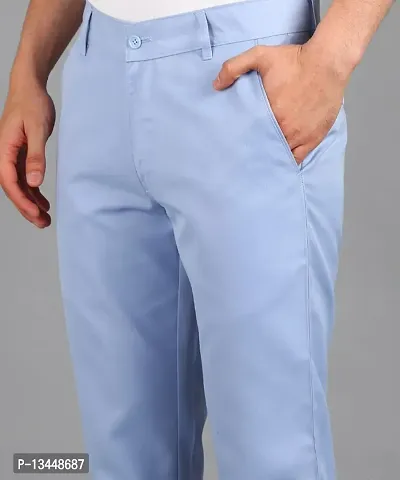Playerz Sky Blue Polyester Slim Fit Chinos-thumb5