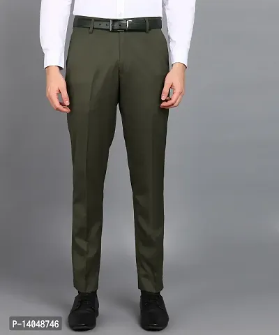 Playerz Military Green Suhana Lycra Slim Fit Trouser-thumb0