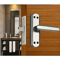 Onjecx Steel Premium Range Bathroom Door Lock Mortise Door Handle with Baby Latch Lock Black Silver Finish Keyless | Bathroom Lock Pack of 1 Set ( BL+ S05BBS )-thumb2