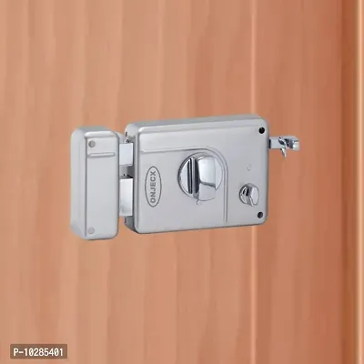 ONJECX Rim Lock - Smart Series - NLI01 - Night Latch - Key  Knob Model Inside Opening - Night Latch Lock for Doors | Satin Silver Finish [Pack of 1]-thumb2