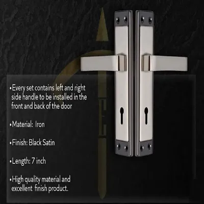 ONJECX Steel Premium Range Lock Heavy Duty Mortise Door Lock Set Size 7 Inch Double Action Brass Latch Brass Bhogli with Black Silver Finish 6 Lever Main Door Pack of 1 Set (BML65+S07MBS)