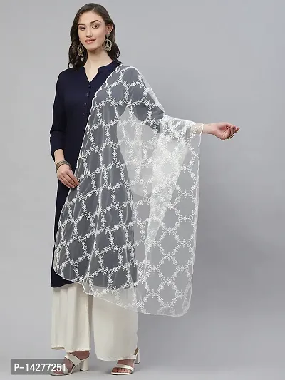Trendy Attractive Net Embroidered Dupatta-thumb0