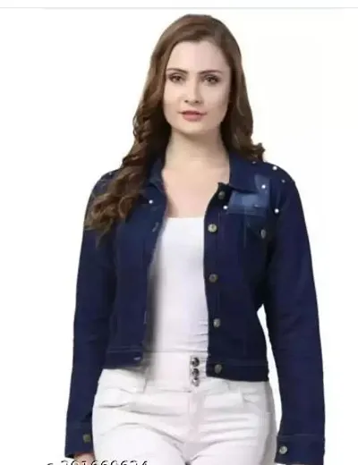 Trendy Solid Blue Denim Jacket