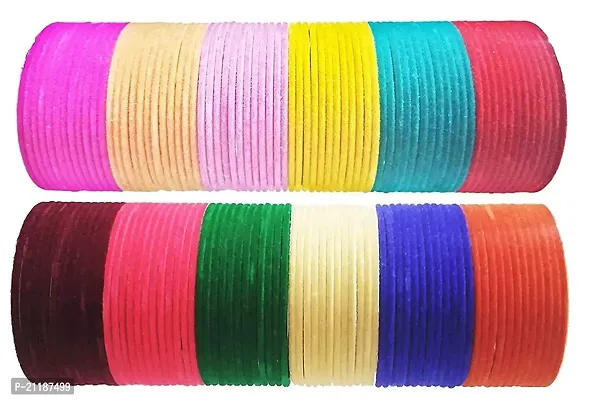 Bandhan Metal Bangles for Women (Multi Colour) (Velvet, 2.4)-thumb0