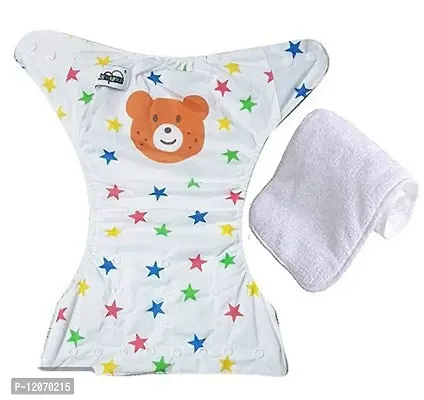 Mopslik - Printed Reusable Adjustable Washable Cloth Diapers With 4 Layered Insert (Bear)