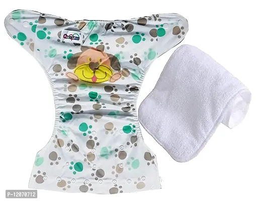 Mopslik Baby Washable, Adjustable, Reusable Cloth Diaper/Button Diaper, with 3 Layer Insert (0 to 3 Yrs Upto 15 Kgs) (Design 2)