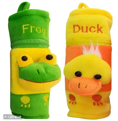 Mopslik Cute Velvet Baby Warm Milk Feeding Bottle Cover (Frog-Duck, Pack of 2)