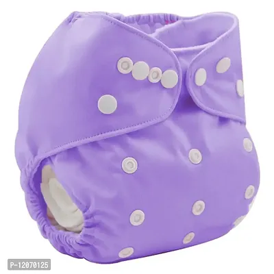 Mopslik - Reusable Adjustable Washable button Cloth Diaper with 4 Layered Insert (Purple)-thumb2