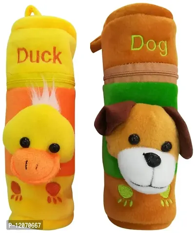 Mopslik Cute Velvet Baby Warm Milk Feeding Bottle Cover (Dog-Duck, Pack of 2)