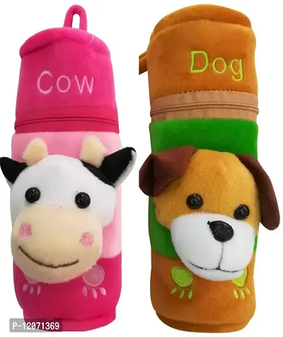 Mopslik Cute Velvet Baby Warm Milk Feeding Bottle Cover (Dog-Cow, Pack of 2)