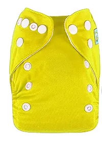 Mopslik - Reusable Adjustable Washable button Cloth Diaper with 5 Layered Insert (Yellow)-thumb2