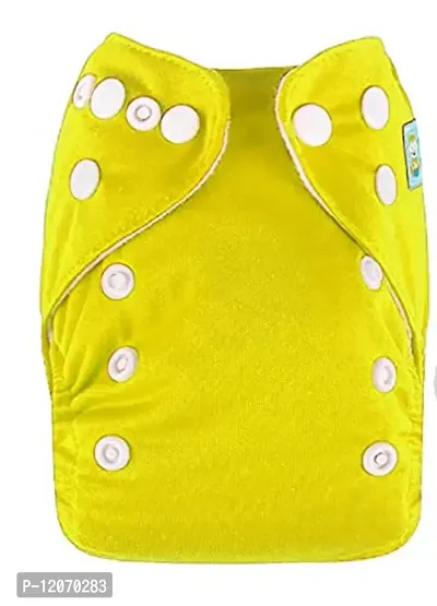 Mopslik - Reusable Adjustable Washable button Cloth Diaper with 5 Layered Insert (Yellow)-thumb3