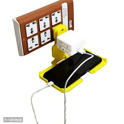 Mopslik Multi-Purpose Wall Mount Plug / Socket Electric Outlet Hanging Mobile Charging Holder Stand Pack of 1 (Yellow)-thumb5