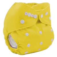 Mopslik - Reusable Adjustable Washable button Cloth Diaper with 4 Layered Insert (Yellow)-thumb1