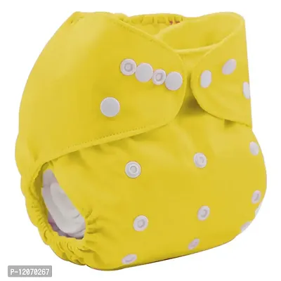 Mopslik - Reusable Adjustable Washable button Cloth Diaper with 4 Layered Insert (Yellow)-thumb2