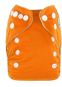 Mopslik - Reusable Adjustable Washable button Cloth Diaper with 5 Layered Insert (Orange)-thumb1