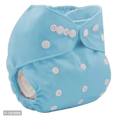 Mopslik - Reusable Adjustable Washable button Cloth Diaper with 4 Layered Insert (Blue)-thumb2