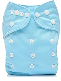 Mopslik - Reusable Adjustable Washable button Cloth Diaper with 5 Layered Insert (Blue)-thumb1