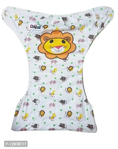 Mopslik - Printed Reusable Adjustable Washable Cloth Diapers With 4 Layered Insert (Lion)-thumb2