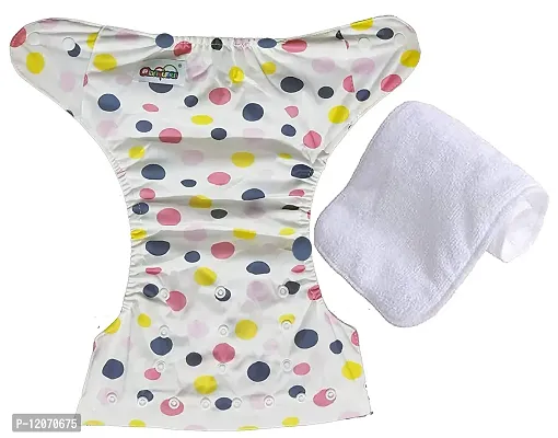 Mopslik Baby Washable, Adjustable, Reusable Cloth Diaper/Button Diaper, with 3 Layer Insert (0 to 3 Yrs Upto 15 Kgs) (Design 6)