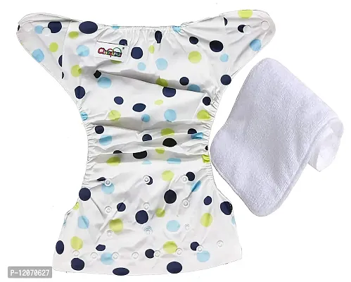 Mopslik Baby Washable, Adjustable, Reusable Cloth Diaper/Button Diaper, with 3 Layer Insert (0 to 3 Yrs Upto 15 Kgs) (Design 4)-thumb0