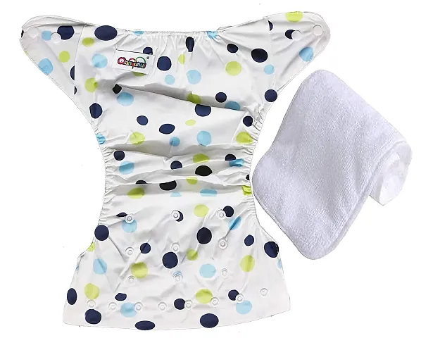 Mopslik Baby Washable, Adjustable, Reusable Cloth Diaper/Button Diaper, with 3 Layer Insert (0 to 3 Yrs Upto 15 Kgs)