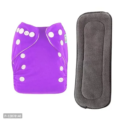 Mopslik - Reusable Adjustable Washable button Cloth Diaper with 5 Layered Insert (Purple)