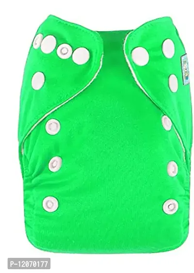 Mopslik - Reusable Adjustable Washable button Cloth Diaper with 5 Layered Insert (Green)-thumb2