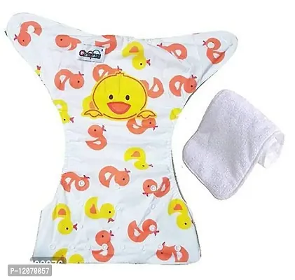 Mopslik - Printed Reusable Adjustable Washable Cloth Diapers With 4 Layered Insert (Duck)-thumb0
