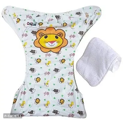 Mopslik - Printed Reusable Adjustable Washable Cloth Diapers With 4 Layered Insert (Lion)-thumb0