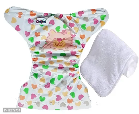 Mopslik Baby Washable, Adjustable, Reusable Cloth Diaper/Button Diaper, with 3 Layer Insert (0 to 3 Yrs Upto 15 Kgs) (Design 1)
