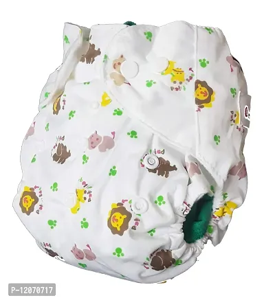 Mopslik - Printed Reusable Adjustable Washable Cloth Diapers With 4 Layered Insert (Lion)-thumb3