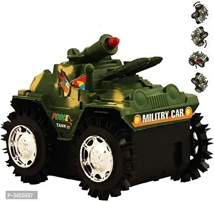 Battery Operated Military Shade Tumbling Tank Action Stunt Car-thumb0