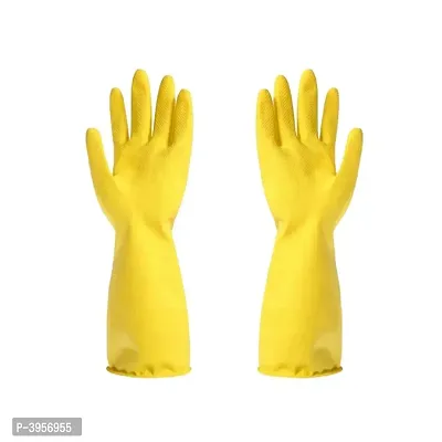 1 Pair Household Cleaning Dishwashing Rubber Washable Reusable Long Sleeve Gloves-thumb0