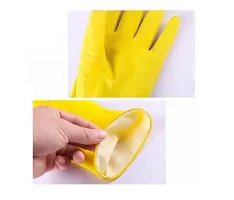 1 Pair Household Cleaning Dishwashing Rubber Washable Reusable Long Sleeve Gloves-thumb3