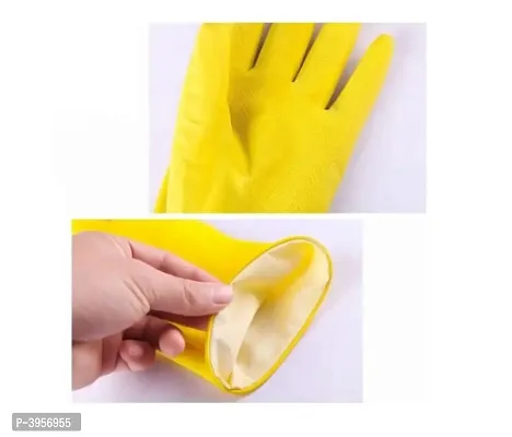 1 Pair Household Cleaning Dishwashing Rubber Washable Reusable Long Sleeve Gloves-thumb4