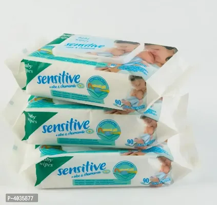 Sensitive Alcohol and Perfume Free Baby Wipes (90 X 1 Pcs ) With Aloe and Chamomile-thumb3