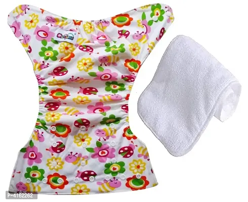 Printed Washable Reusable Adjustable Cloth Diapers With Absorbing Insert Pad - Honey Bee-thumb0