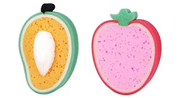 Cute Fruit Shaped Super Soft Bath Sponge For Babies and Kids -  Pack Of 2 (Assorted Colors)-thumb2