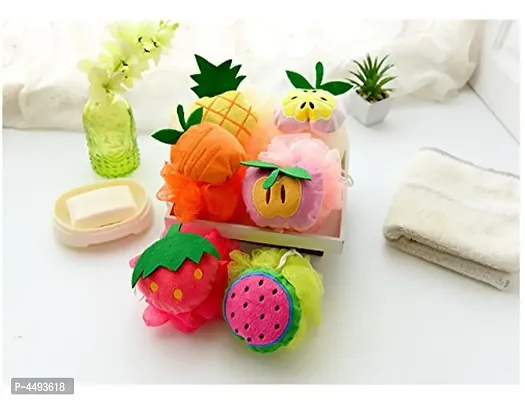Cute Fruit Shaped Super Soft  Loofah With Sponge For Babes and Kids - Pack Of 2