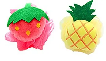 Cute Fruit Shaped Super Soft  Loofah With Sponge For Babes and Kids - Pack Of 2-thumb1