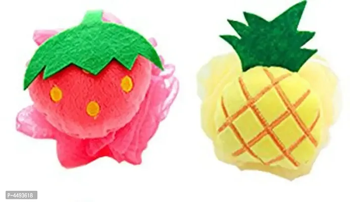 Cute Fruit Shaped Super Soft  Loofah With Sponge For Babes and Kids - Pack Of 2-thumb2