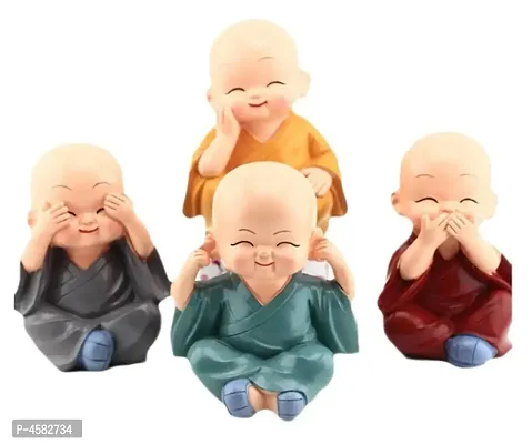 4 Pc Polyresin Car and Home  Monk Decoration-thumb0