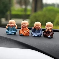 4 Pc Polyresin Car and Home  Monk Decoration-thumb1