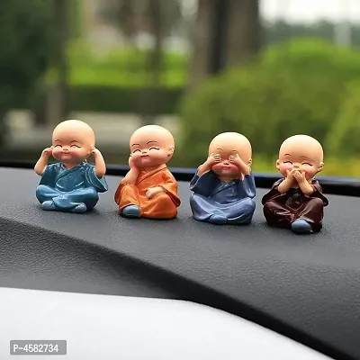 4 Pc Polyresin Car and Home  Monk Decoration-thumb2