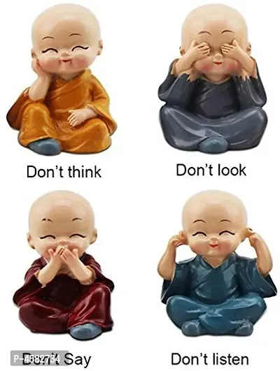4 Pc Polyresin Car and Home  Monk Decoration-thumb3
